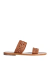 Souliers Martinez Woman Sandals Tan Size 11 Soft Leather In Brown
