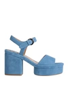 Chloé High Heel Sandal With Adjustable Ankle Buckle In Blue