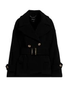 Blumarine Woman Coat Black Size 10 Virgin Wool, Polyamide, Cashmere