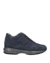 Hogan Woman Sneakers Midnight Blue Size 7.5 Leather, Textile Fibers In Blue