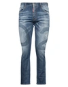 Dsquared2 Man Jeans Blue Size 40 Cotton, Elastane, Bovine Leather In Blue