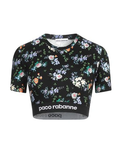 RABANNE RABANNE WOMAN T-SHIRT BLACK SIZE XS VISCOSE, ELASTANE