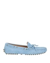 Seboy's Woman Loafers Light Blue Size 6 Leather In Blue
