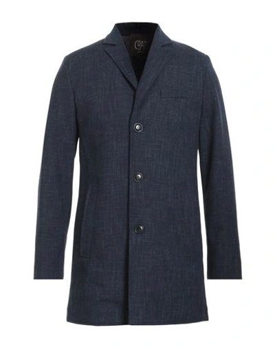 Coats Milano Man Coat Navy Blue Size 38 Viscose, Polyester, Wool, Linen, Acetate