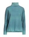 Aragona Woman Turtleneck Turquoise Size 10 Wool, Cashmere In Blue