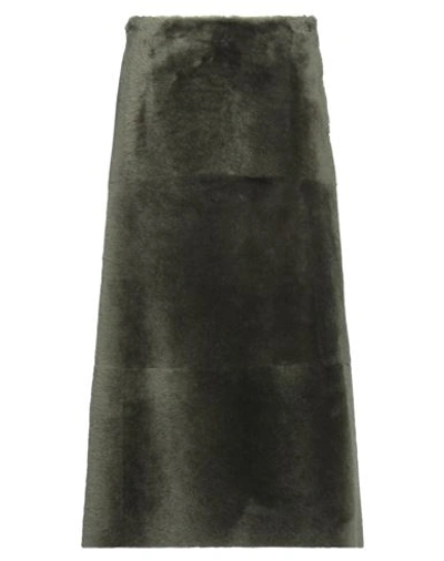 Blancha Woman Long Skirt Military Green Size 8 Shearling