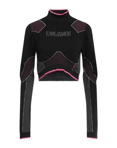 Balmain Woman T-shirt Black Size 2 Polyamide, Elastane