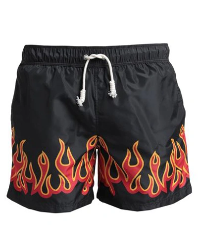 Palm Angels Man Swim Trunks Black Size S Polyester