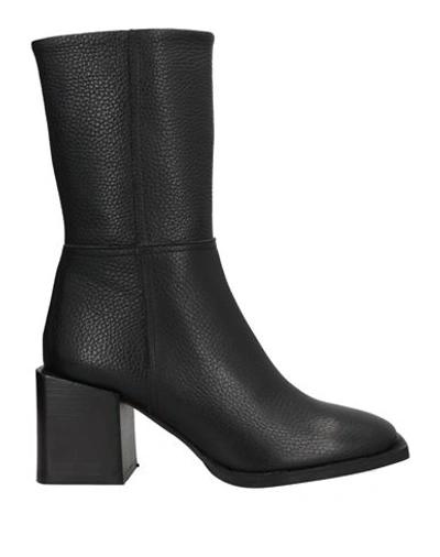 Pollini Woman Ankle Boots Black Size 11 Soft Leather In Black