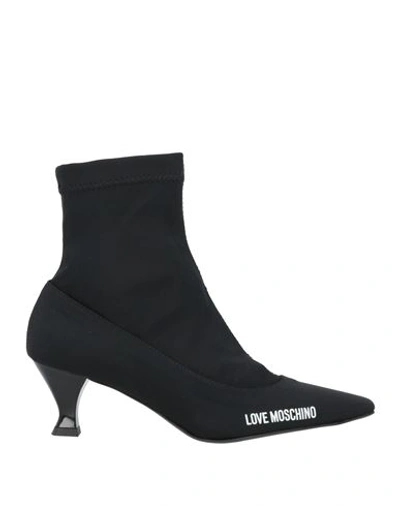 Love Moschino Woman Ankle Boots Black Size 11 Textile Fibers