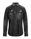 DSQUARED2 DSQUARED2 MAN DENIM SHIRT BLACK SIZE 38 COTTON, GLASS