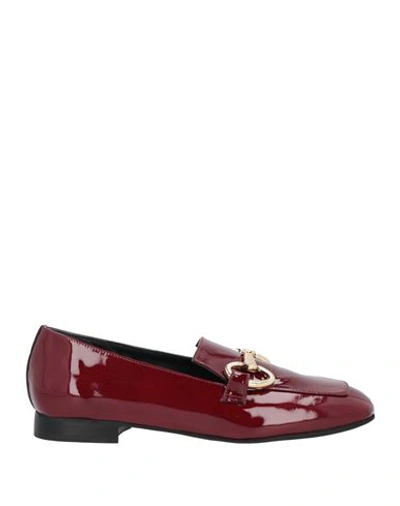 Poesie Veneziane Woman Loafers Burgundy Size 11 Soft Leather In Red