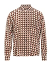 Valentino Garavani Man Shirt Brown Size 16 Silk In Brown