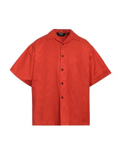 Msgm Man Shirt Orange Size 16 Cotton, Viscose In Orange