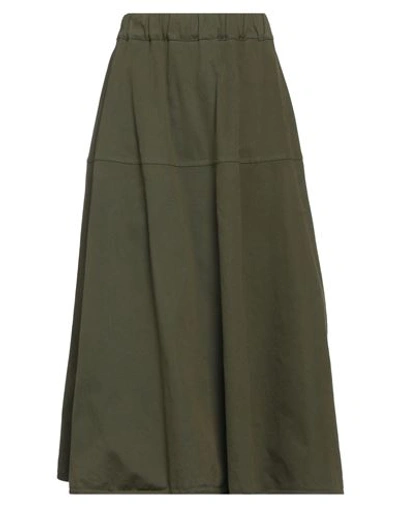 Jucca Woman Midi Skirt Military Green Size 6 Cotton, Elastane
