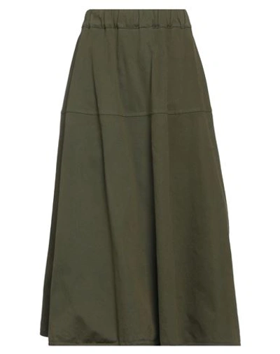 Jucca Woman Midi Skirt Military Green Size 8 Cotton, Elastane In Green