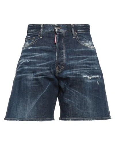 Dsquared2 Man Denim Shorts Blue Size 34 Cotton, Elastane, Calfskin