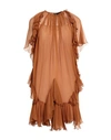 Dsquared2 Woman Short Dress Camel Size 8 Silk In Beige