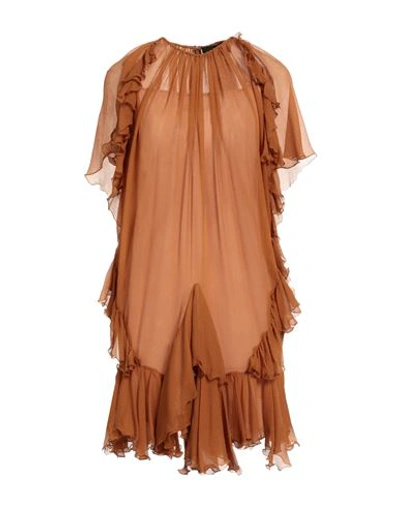 Dsquared2 Woman Short Dress Camel Size 8 Silk In Beige