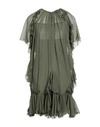 Dsquared2 Woman Short Dress Military Green Size 8 Silk
