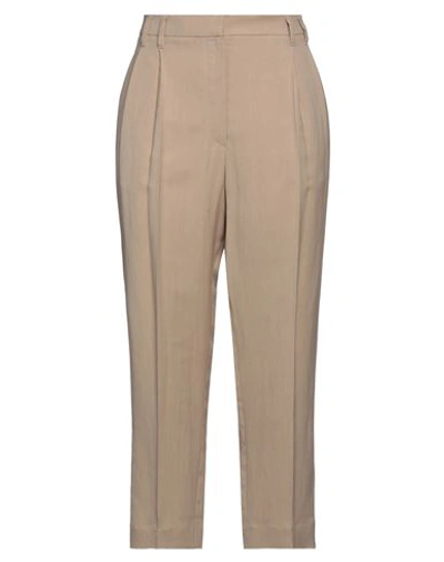Brunello Cucinelli Woman Pants Sand Size 12 Viscose, Linen, Ecobrass In Beige