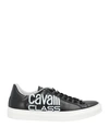 Cavalli Class Man Sneakers Black Size 9 Calfskin In Black