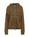 Dsquared2 Woman Sweatshirt Military Green Size L Cotton, Elastane In Green
