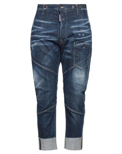 Dsquared2 Man Jeans Blue Size 34 Cotton, Elastane, Calfskin