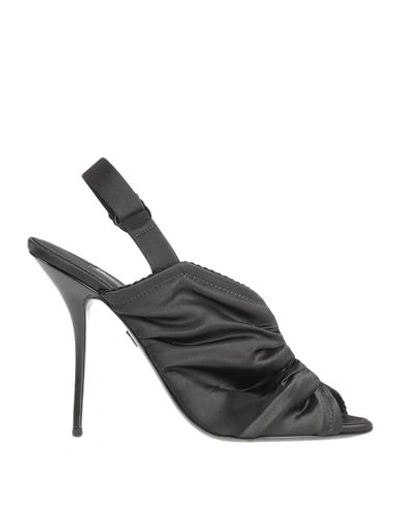 Dolce & Gabbana Woman Sandals Black Size 7.5 Polyamide, Elastane, Calfskin