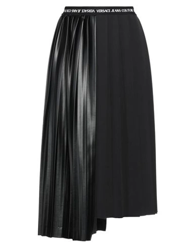VERSACE JEANS COUTURE VERSACE JEANS COUTURE WOMAN MIDI SKIRT BLACK SIZE 2 POLYESTER, ELASTANE, POLYURETHANE