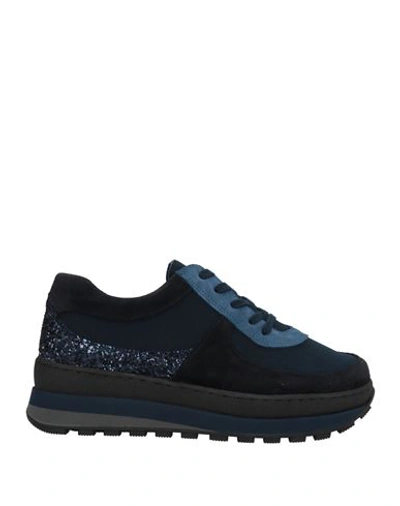Daniele Ancarani Woman Sneakers Midnight Blue Size 7 Textile Fibers, Soft Leather