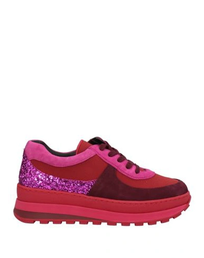 Daniele Ancarani Woman Sneakers Garnet Size 8 Textile Fibers, Soft Leather In Pink
