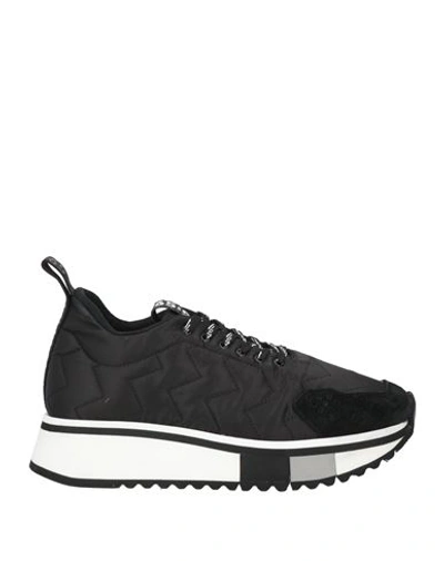 Fabi Woman Sneakers Black Size 6 Textile Fibers, Soft Leather