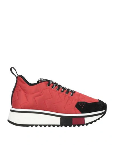Fabi Woman Sneakers Brick Red Size 7 Textile Fibers, Soft Leather