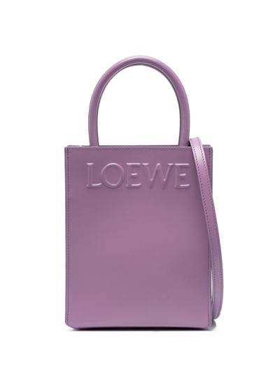 Loewe Logo Leather Tote Bag In Violet