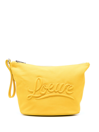Loewe Logo Cosmetic Pouch In Yellow