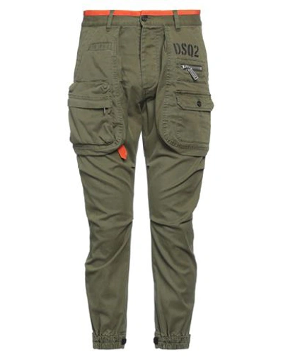Dsquared2 Man Pants Military Green Size 36 Cotton, Elastane