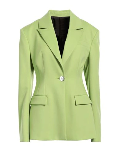 ATTICO THE ATTICO WOMAN BLAZER LIME GREEN SIZE 8 VIRGIN WOOL, ELASTANE