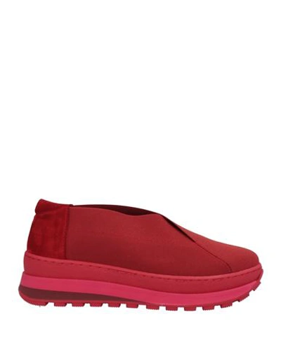 Daniele Ancarani Woman Sneakers Red Size 8 Textile Fibers, Soft Leather