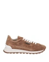 Brunello Cucinelli Woman Sneakers Camel Size 7.5 Soft Leather, Brass In Beige