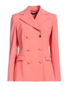 Versace Woman Suit Jacket Coral Size 8 Virgin Wool, Elastane In Red