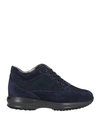 Hogan Woman Sneakers Midnight Blue Size 7.5 Leather, Textile Fibers In Blue