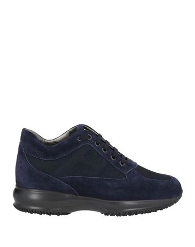 Hogan Woman Sneakers Midnight Blue Size 7.5 Leather, Textile Fibers