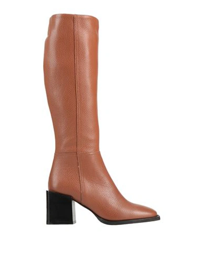 Pollini Woman Knee Boots Brown Size 11 Soft Leather