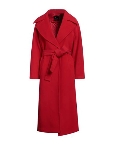 Blumarine Woman Coat Red Size 8 Virgin Wool, Polyamide, Cashmere