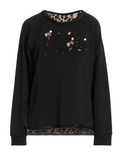 Vdp Collection Woman Sweatshirt Black Size 14 Viscose In Black