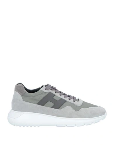 Hogan Man Sneakers Grey Size 6.5 Soft Leather, Textile Fibers