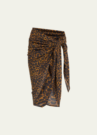Fisch Volante Painted Leopard-print Pareo Coverup