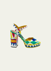 Dolce & Gabbana Carretto Leather Ankle-strap Platform Sandals In Hh4kx Carretto