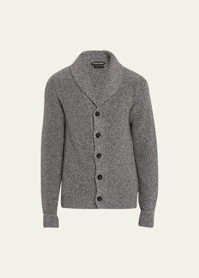Tom Ford Chunky-knit Shawl-lapel Cardigan In Grey